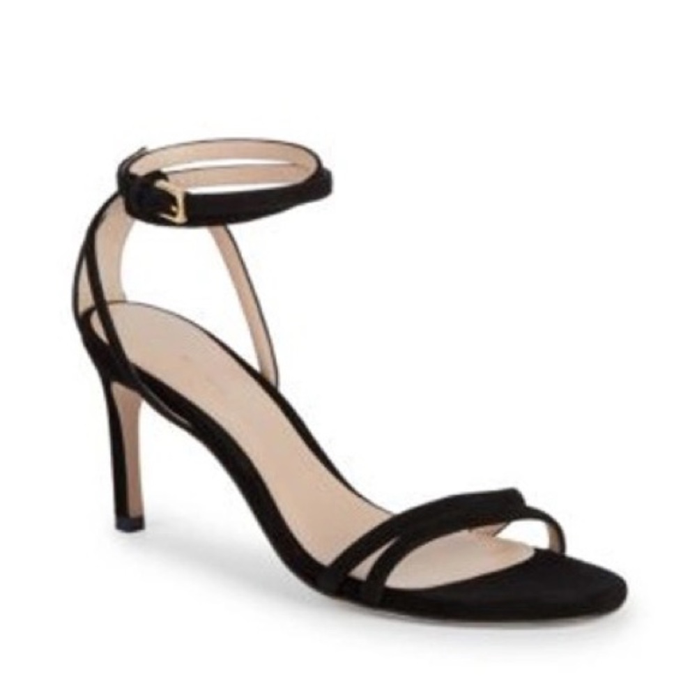 Stuart Weitzman Lexie Ankle-strap Sandals Black Suede Size 5.5
